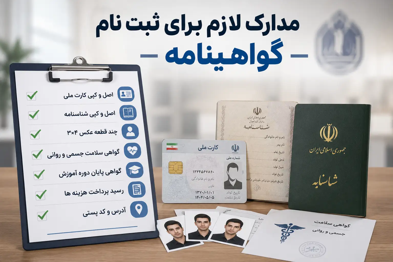 مدارک لازم برای ثبت نام گواهینامه
