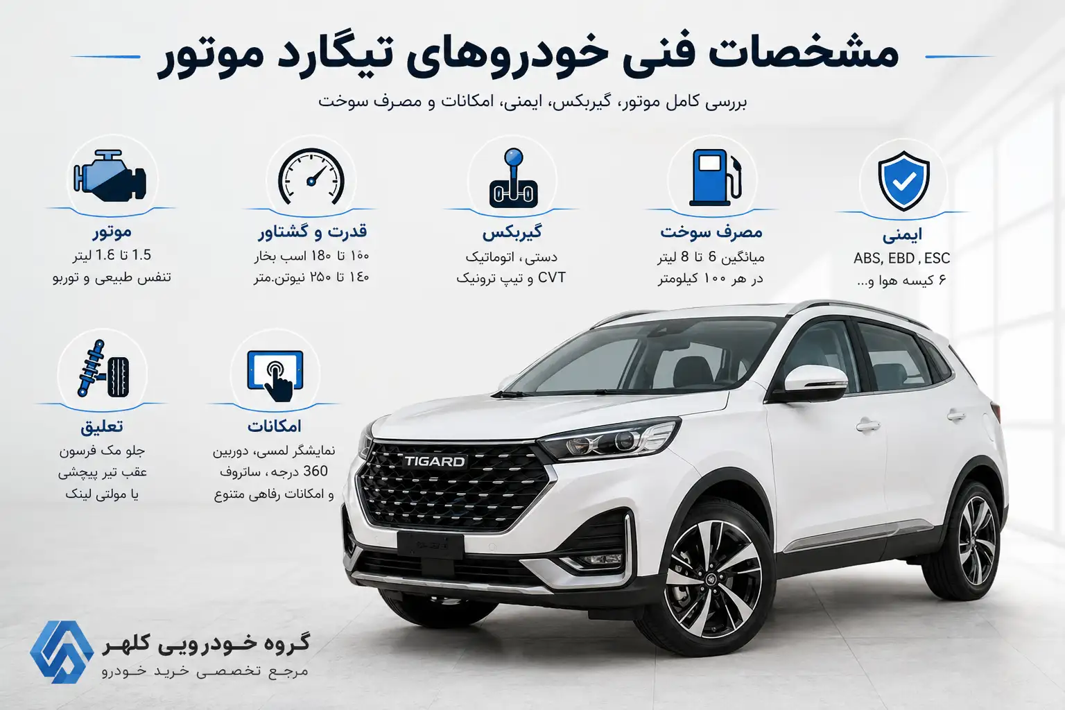مشخصات فنی خودروهای تیگارد موتور