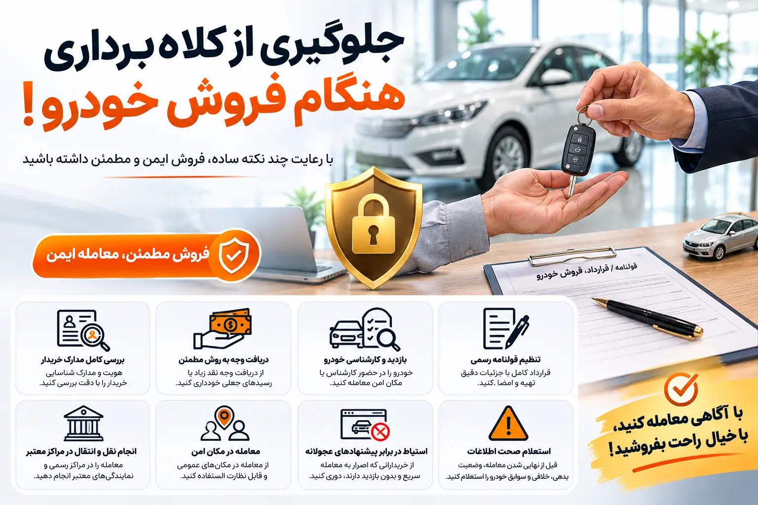 جلوگیری از کلاه برداری هنگام فروش خودرو ! جلوگیری از کلاه برداری هنگام فروش خودرو !