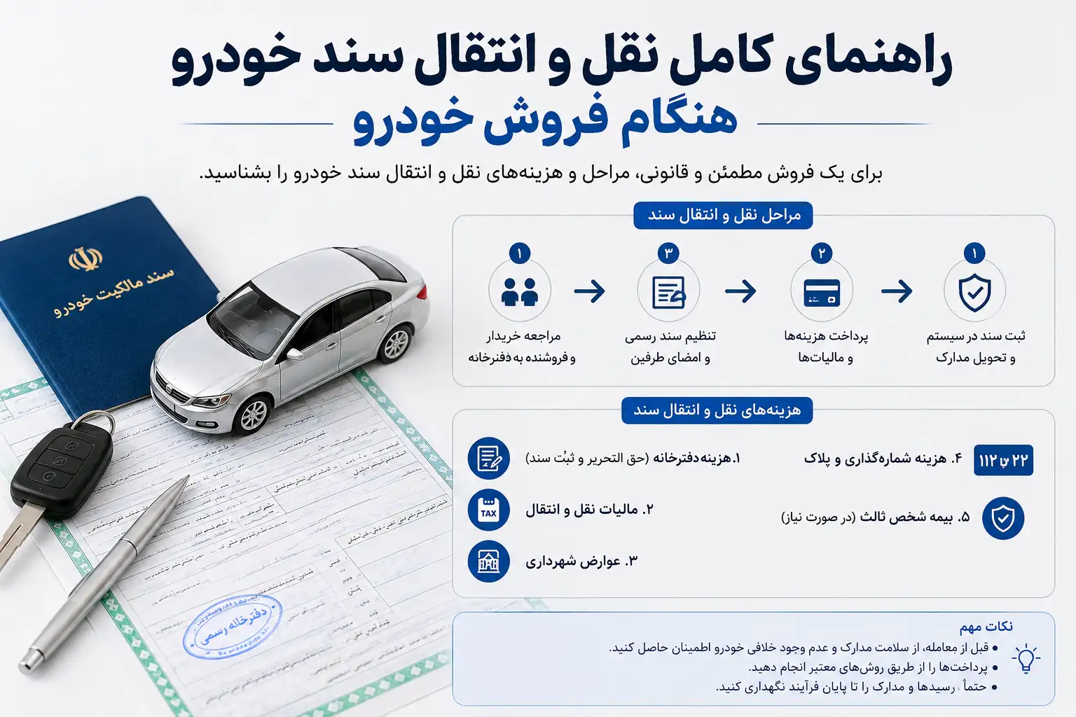 راهنمای کامل نقل و انتقال سند خودرو هنگام فروش خودرو
